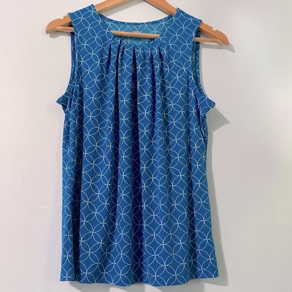 Worthington Blue & White Print Blouse